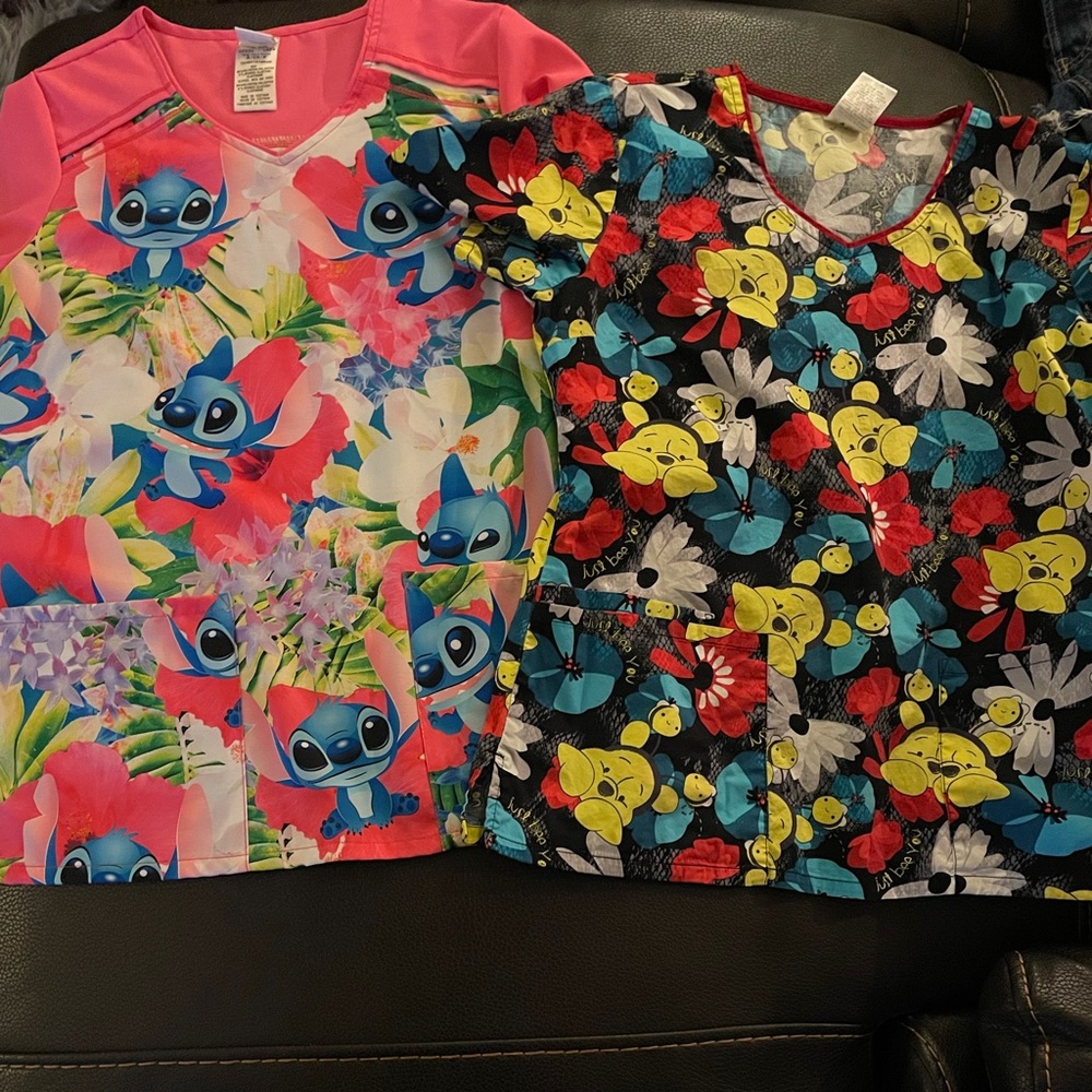 Stitch and Winnie the Pooh scrubs